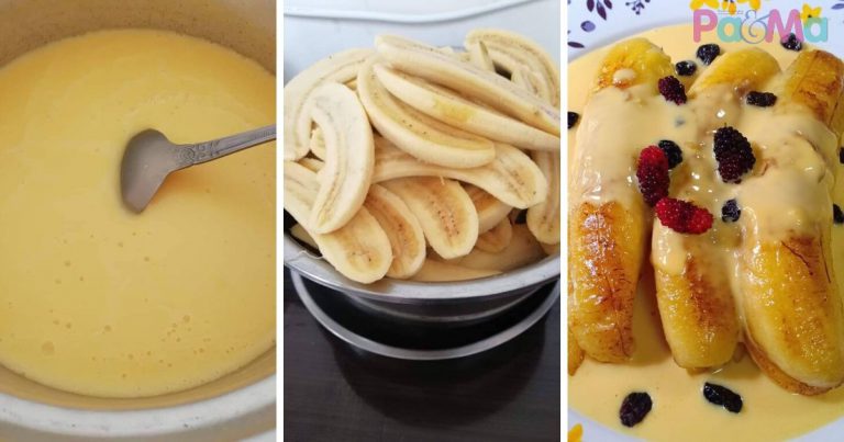 Rupanya Nak Buat Puding Pisang Bersos Kastard Ni Cukup Mudah, Patutlah Viral!