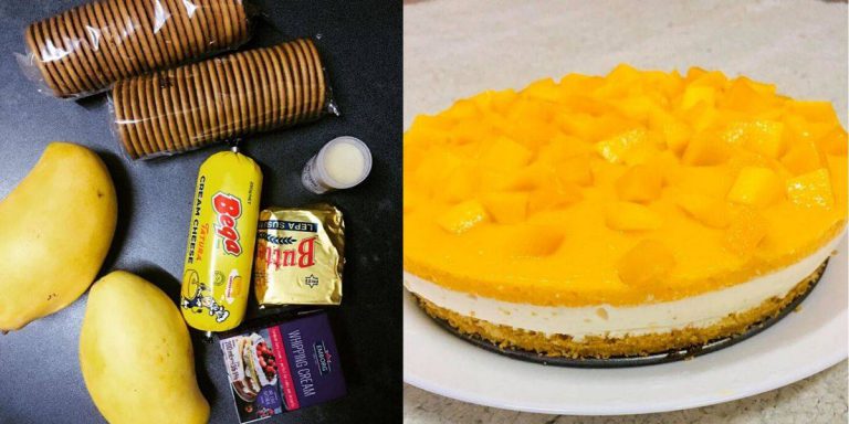 Tak Perlu Oven Atau Mixer, Resipi Mango Cheese Cake Mudah & Simple. Sama Macam Di Kedai