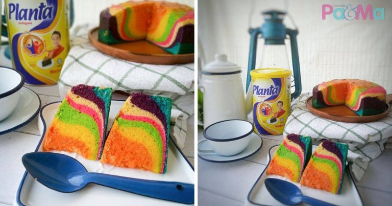 Mudahnya Buat Kek Planta Rainbow Ni, Wangi, Gebu & Terlajak Moist!