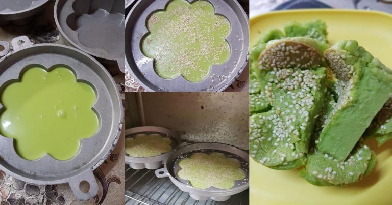 Kuih Bakar Pandan Wangi. Tiada Pewarna, 100 Peratus Jus Pandan