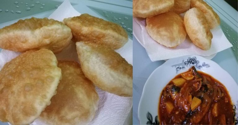 Roti Puri Tanpa Yis. Elok Mengelembung Lepas Goreng, Sedap Dicicah Sambal Sardin 