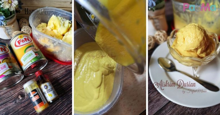 Aiskrim Durian Homemade Lagi Puas Buat Sendiri, Anak Makan Berebut!