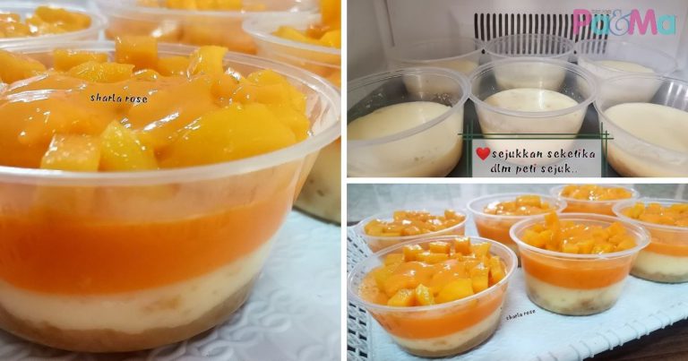 Manggo Cheese Nestum Puding 3 Layer, Manis-Manis Berlemak, Nikmatnya Makan Waktu Sejuk!