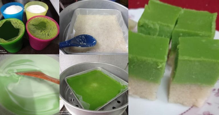 Kuih Seri Muka Cukup Rasa Lemaknya! Senang Sangat Sebab Guna Sukatan Cawan