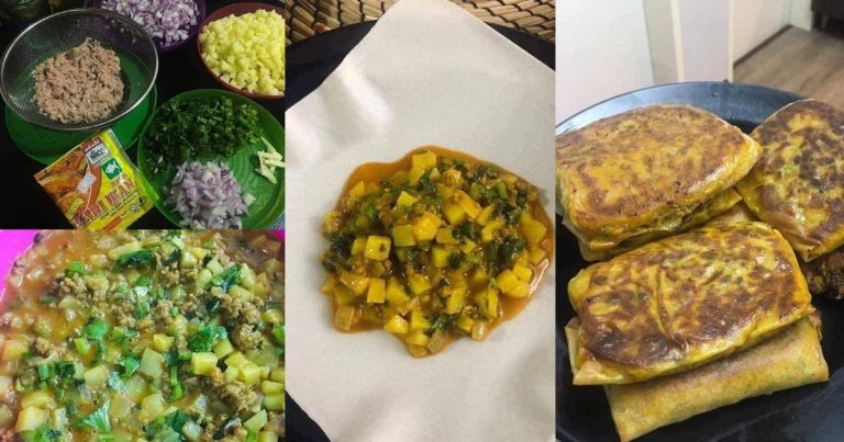 Murtabak Inti Ayam & Daging Guna Kulit Popia. Tak Perlu Uli Doh, Gerenti Jadi!