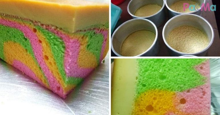 Kek Karamel Pelangi Versi Kukus, Sekali Suap Nak Lagi, Nak Buat Pun Mudah!