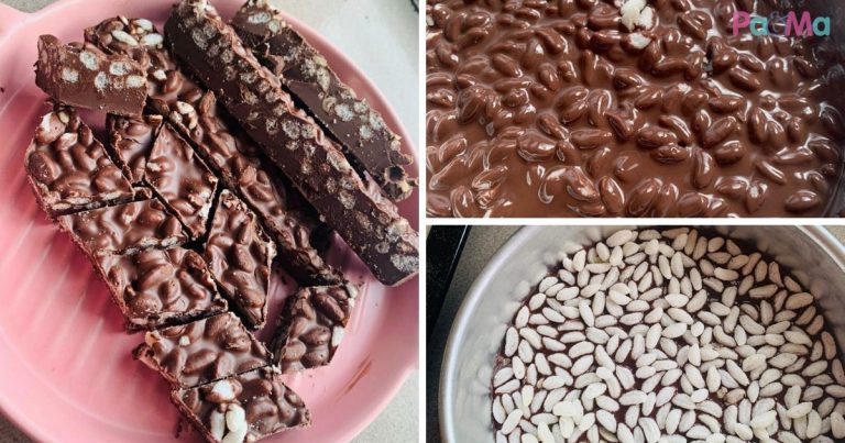 Tak Payah Beli, Buatkan Sahaja Anak-Anak Coklat Bar Bubble Rice, Potong Keping-Keping, Superb!