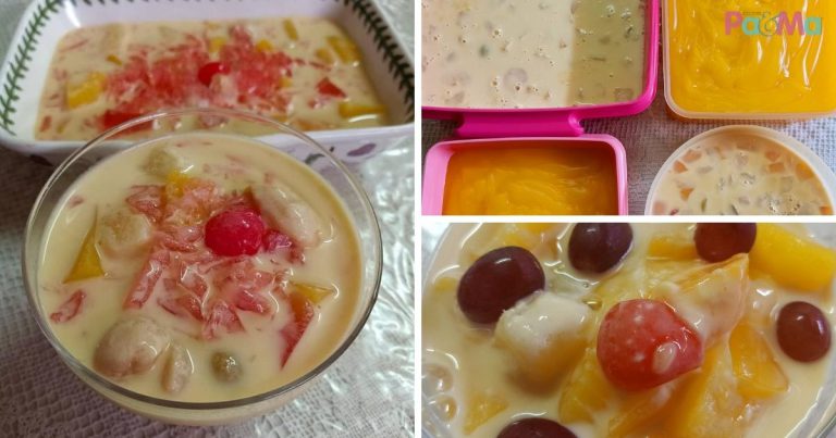 Resipi Puding Kastard Dengan Kuah Koktail, Lagi Sedap Campur Laici, Enaknya Makan Sejuk-Sejuk!