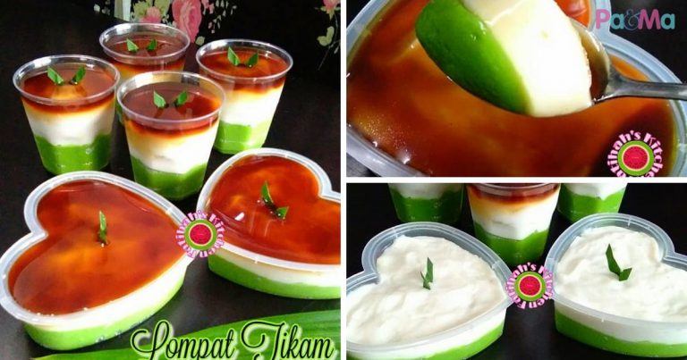 Resipi Lompat Tikam Versi Terengganu Tiga Lapis, Manis Berlemak, Air Gula Padu!