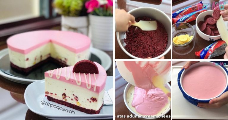 Resipi Oreo Red Velvet Cheese Cake 6 Bahan, Tak Pakai Oven, Mudahnya!