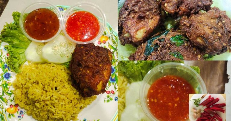 Nasi Khao Mok Ayam Berempah Garing. Cicah Dengan Sos Cili 2 Versi, Memang Padu!