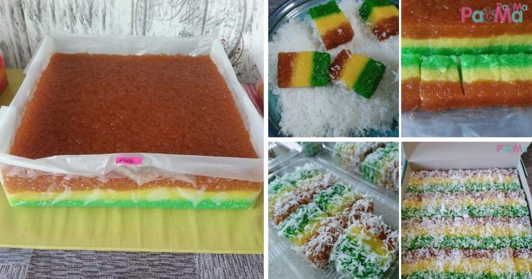 Warna Cantik, Rasa Pun Sedap, Resipi Talam Kanda Versi Pandan Gula Melaka, Memang Padu!