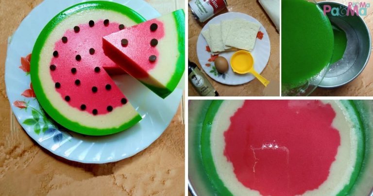 Cantiknya Macam Tembikai, Puding Roti 6 Bahan, Nak Buat Pun Senang!
