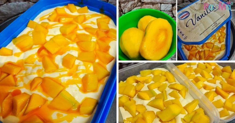 Aiskrim Mangga Homemade 4 Bahan, Blend Lama Sampai Gebu, Rasa Memang Tip Top!