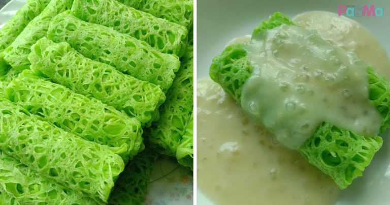 Roti Jala Pandan Dengan Kuah Durian Bersagu, Kuah Jadi Lagi Pekat & Likat, Sedapnya!