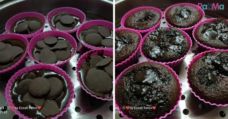 Letak Chocolate Coins Dalam Adunan, Kek Coklat Kukus Simple Jadi Lagi Sedap Kebabom!