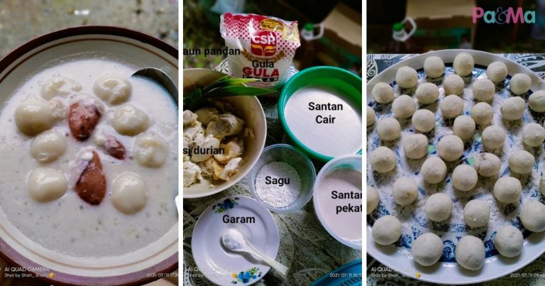 Pengat Bebola Durian, Bulat-Bulat Cantik & Kenyal, Nikmatnya Makan Waktu Panas!
