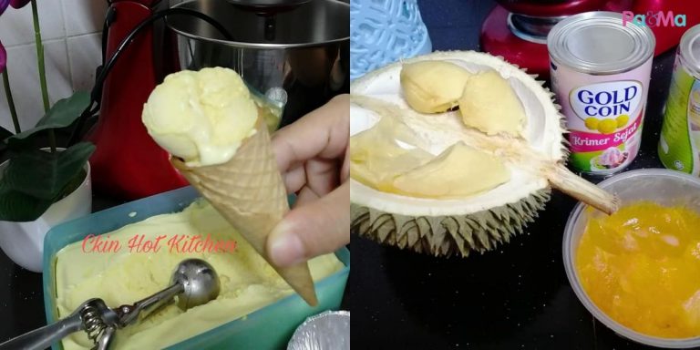 Aiskrim Durian Homemade, 100% Durian Asli Memang Padu! Bahan Simple & Mudah Disediakan