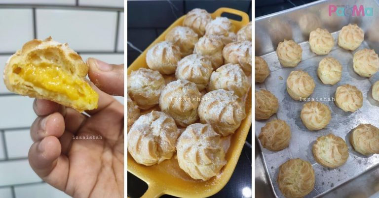 Resipi Creampuff Kastard Mudah, Inti Penuh & Sedap, Senangnya Nak Buat!