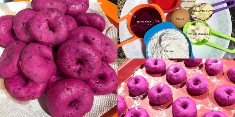 Donut Cheese Buah Naga Untuk Bayi 8 Bulan. Lembut, Sedap & Sangat Gebu!