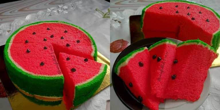 Kek Span Tembikai Moist, Lembut Dan Terlajak Gebu! Tak Sampai Sehari Boleh Habis Licin