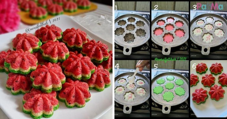 Resipi Kuih Cara Manis Tembikai, Inti Manis, Sedap & Lembut, Kreatif Sungguh!