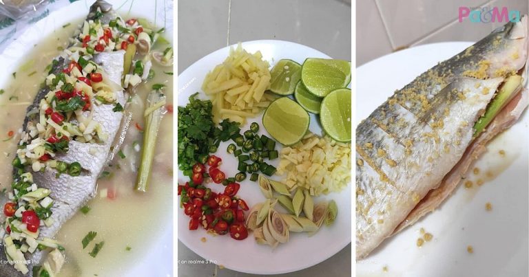 Resepi Ikan Siakap Stim Limau, Masuk Akar Ketumbar Lagi Terangkat, Kukus Terus Siap!