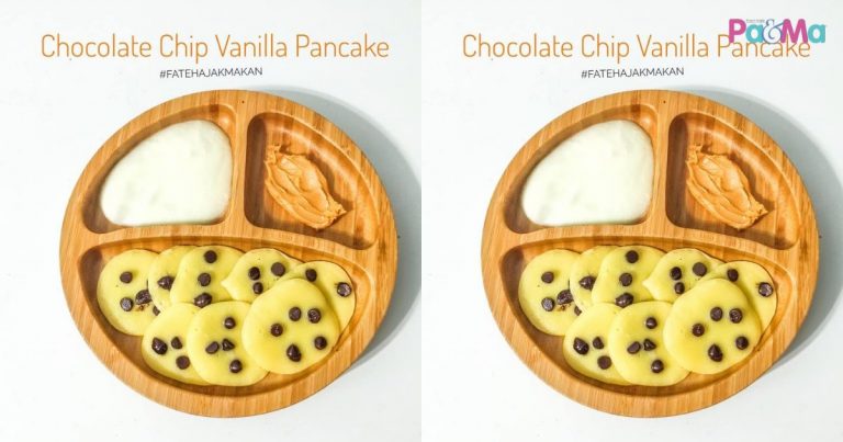 Resepi Chocolate Chip Vanilla Pancakes Saiz Mini! Senang Baby Nak Pegang & Makan