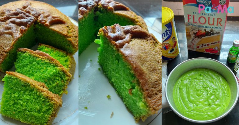 Kek Pandan Gebu Paling Senang Nak Buat, Guna Blender, Bakar Dalam Air Fyer Pun Jadi!