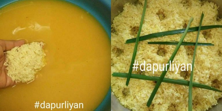 Cara Masak Pulut Kuning Lembut, Sedap & Berkilat Untuk Sukatan 1kg Beras Pulut