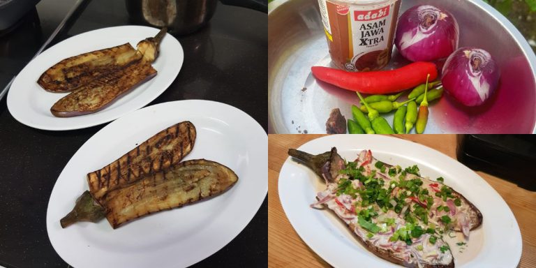 Resepi Terung Bakar Dengan Air Asam Bersantan, Simple Tapi Padu!