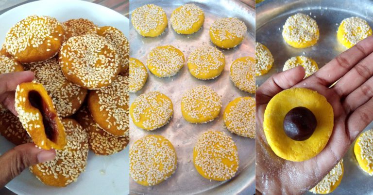 Resipi Kuih Labu Bijan, Siap Inti Kacang Merah, Rangup Di Luar, Cair Di Dalam!