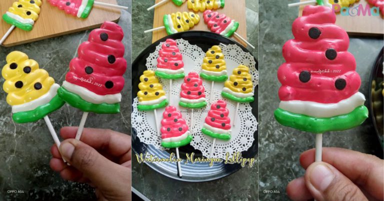 Resipi Watermelon Meringue Lollipops, Lollipop Versi Rangup Untuk Anak Makan, Sedap!