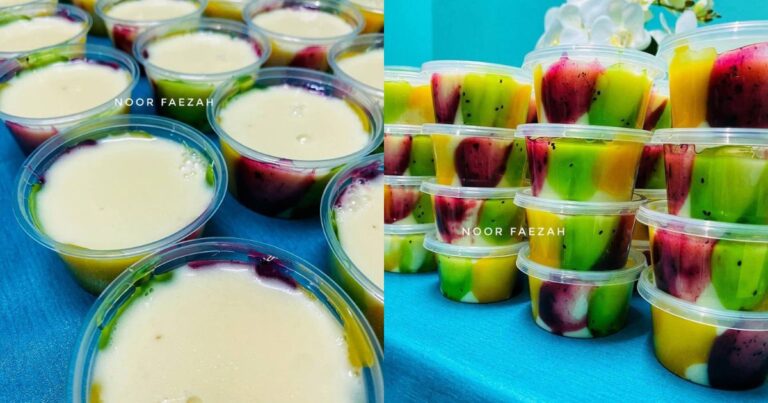 Puding Tutti Fruity Warna- Warni, Potluck Jamuan Hari Raya Sekolah. Confirm Licin Makan Dengan Rakan Kelas Dan Guru!