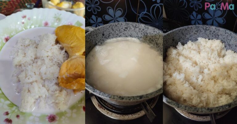 Resipi Pulut Durian Tanak Kuah Santan, Pekat & Likat, Siap Tip Pulut Cantik Tak Patah!