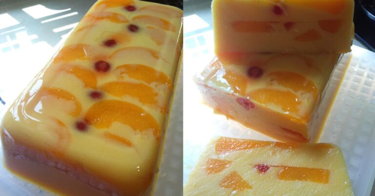 Puding Buah Peach Penyejuk Tekak. Rasa Masam Manis Cukup Menyelerakan!