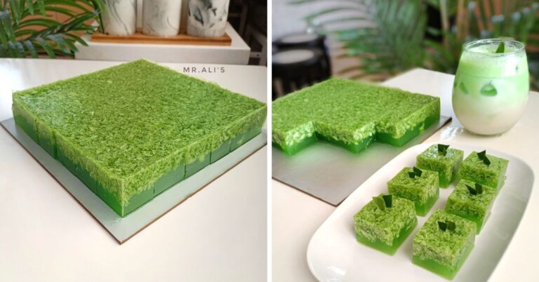 Resipi Agar-agar Pandan Santan, Rasa Lemak-lemak Manis, Nampak Macam ‘Lumut’ Hijau