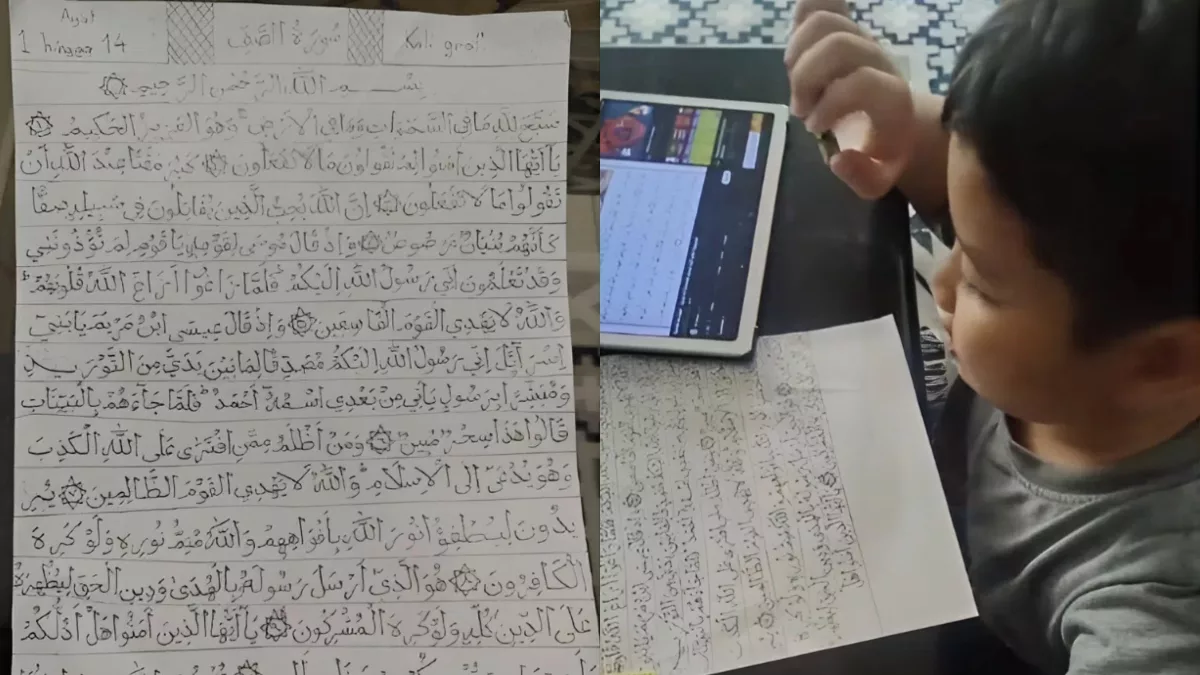 Budak 9 Tahun Tulis Ayat Quran Cantik Macam Pakar Khat,  “Minat Salin Ayat Al-Quran Sejak Kecil”