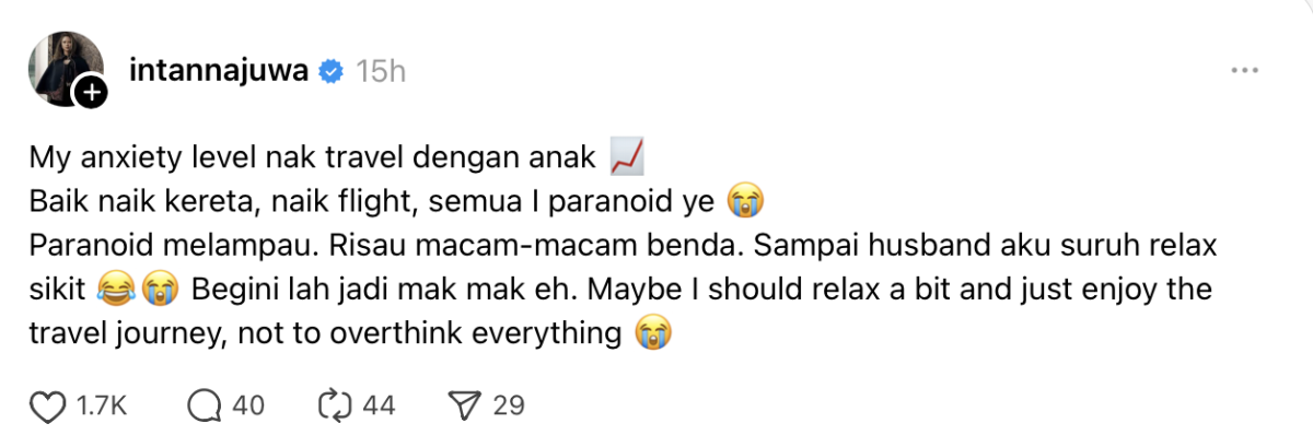 “Paranoid Melampau, Risau Macam-Macam Benda” Intan Najuwa Anxiety Bawa Anak Pergi Melancong!