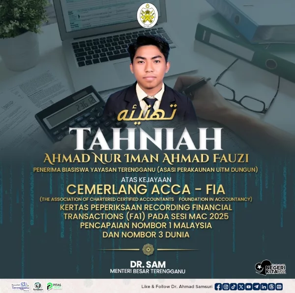 Anak Jati Terengganu Banggakan Malaysia, Raih No. 3 Dunia Untuk Peperiksaan ACCA!