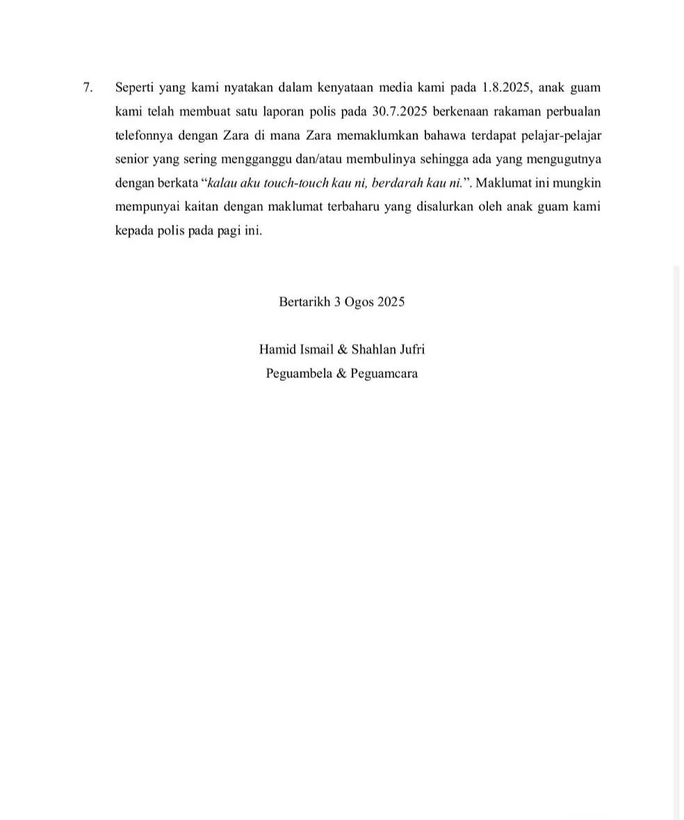 Tragedi Zara Qairina: Peguam Dedah Bukti Baharu Mengejutkan, 7 Fakta Laporan Polis Kedua Dibuat