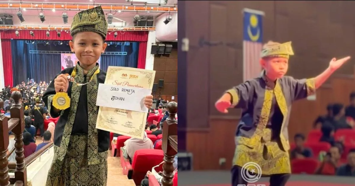 Baru Darjah 2 Tapi Gaya Bagai Pendekar Cilik Hebat, Adrean Dinobatkan Johan Acara Silat!