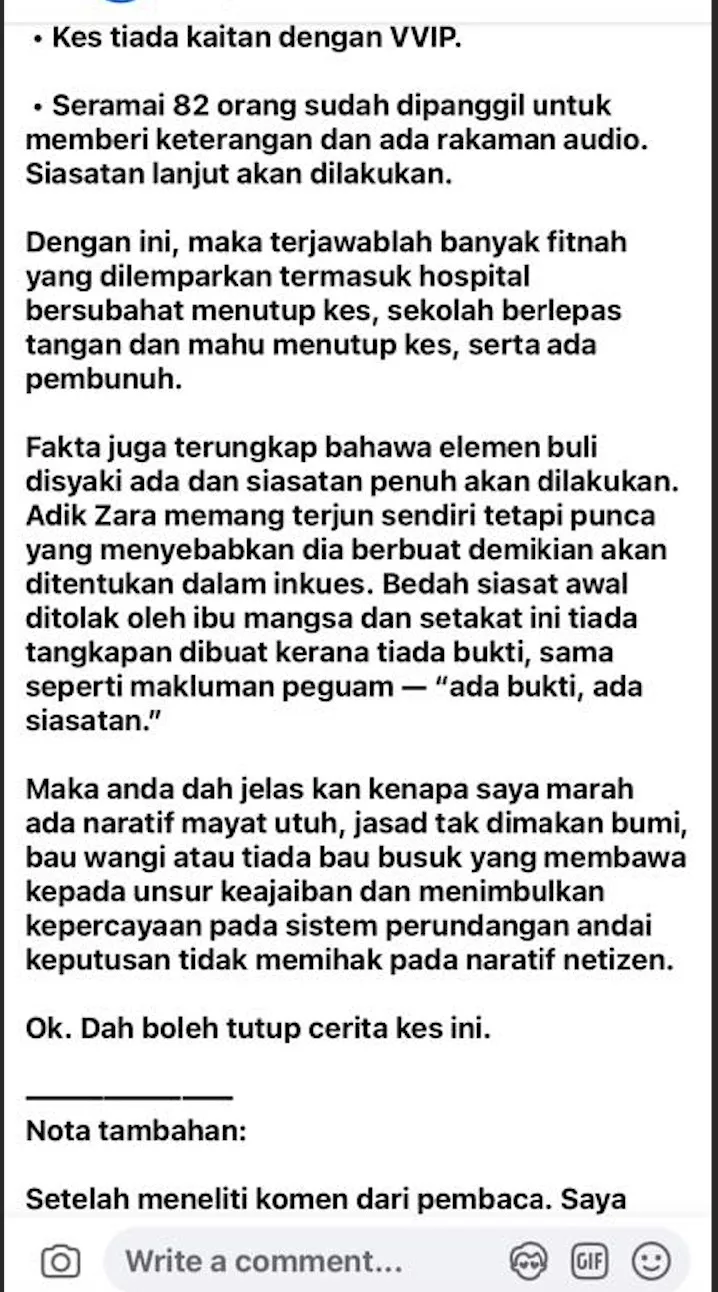 “Memang Dia Terjun Sendiri” – Keluarga Zara Qairina Bakal Saman Doktor