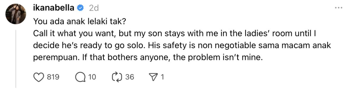 “Selagi Dia Belum Bersedia” Ika Nabila Utamakan Keselamatan, Tetap Pilih Bawa Anak Lelaki Masuk Tandas Wanita!