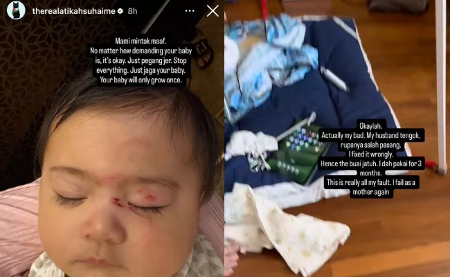 ‘Mami Minta Maaf…’ – Datin Atikah Suhaime Luah Kesal Anak Luka Terjatuh Dari Buai