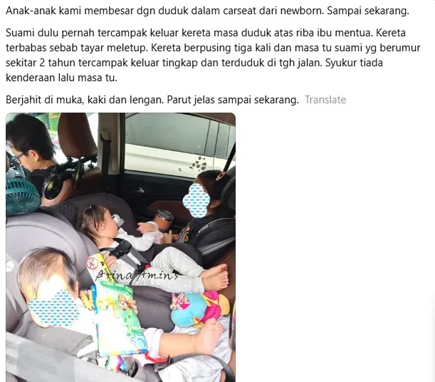 Suami Pernah Tercampak Keluar Kereta, Ibu Nekad Didik 3 Anak Duduk Car Seat Sejak Bayi