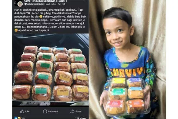 Anak Tersilap, Habis Kek Jualan Mak Diberi Percuma