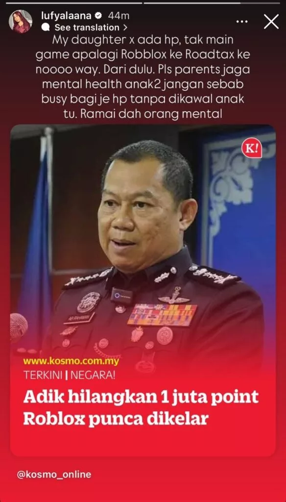 Lufya Omar Tegas Larang Anak Main Roblox, Bimbang Kesan Gajet Pada Kesihatan Mental