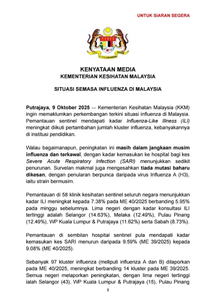Satu Famili Kena Jangkitan, Kenali Influenza A, Simptom Dan Cara Jaga Anak