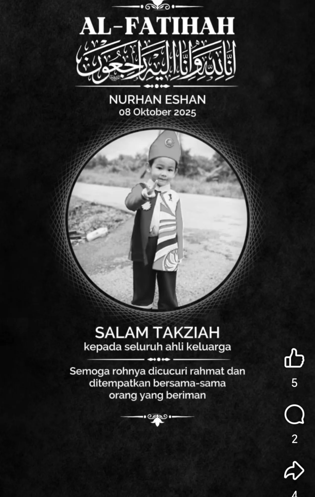 Kes Influenza A H1N1: Kisah Pilu Pemergian Adik Nurhan Eshan & Peringatan Buat Ibu Ayah